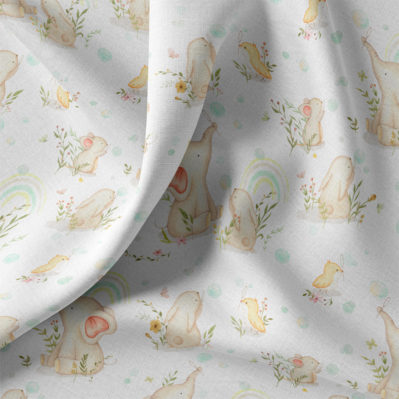 Printed Cotton SAYUN White / Yellow